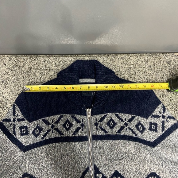 ABERCROMBIE & FITCH Mens Zip Nordic All Over Mountain Scene Sweater Wool Blend M - Picture 14 of 17